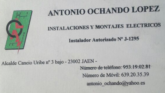 INSTALACIONES Y MONTAJES ELECTRICOS ANTONIO OCHANDO LOPEZ